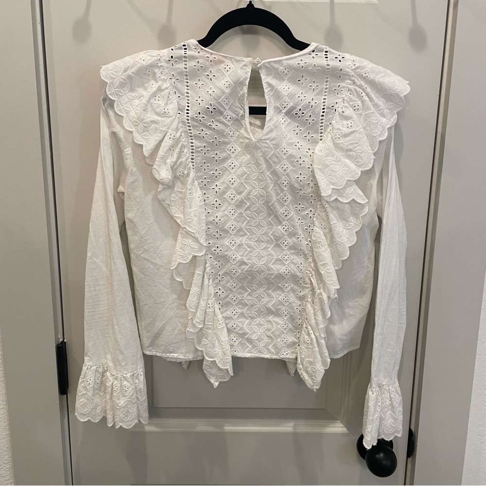 Zara White Ruffle Top - Picture 3 of 4